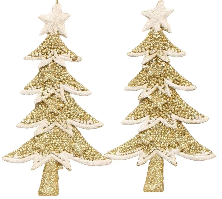 2-Pack of Glitter Tree-Shaped Ornaments (Red/Gold/White)