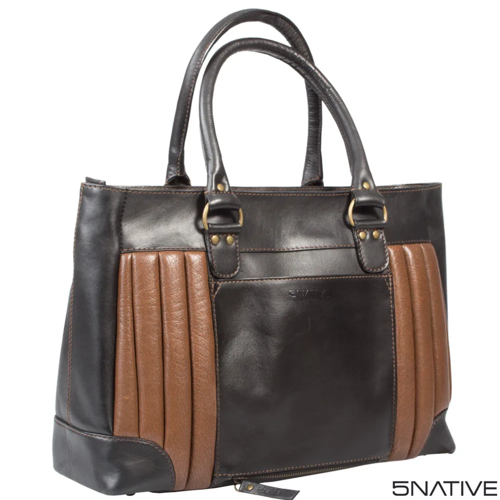 5NATIVE BROWN AND TAN LADIES LEATHER WORKBAG/ SHOULDER BAG