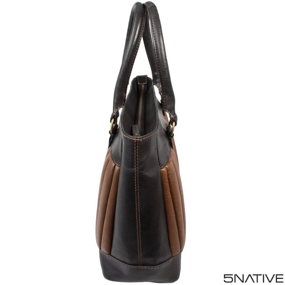 5NATIVE BROWN AND TAN LADIES LEATHER WORKBAG/ SHOULDER BAG