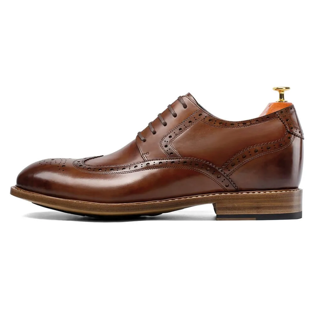 7 CM / 2.76 Inches CMR CHAMARIPA Goodyear Welted Elevator Shoes for Men - Handmade Brogue Shoes