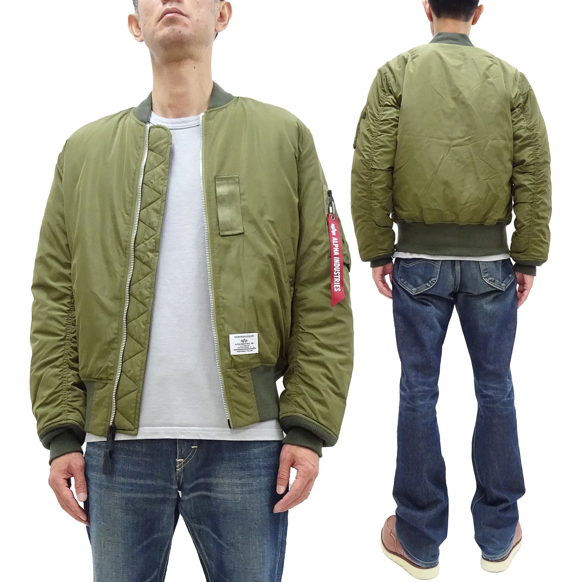 Alpha Industries Lightweight MA-1 Jacket Men's Casual Updated Version of the MA1 Flight Bomber Jacket TA0720 019 Olive-Green