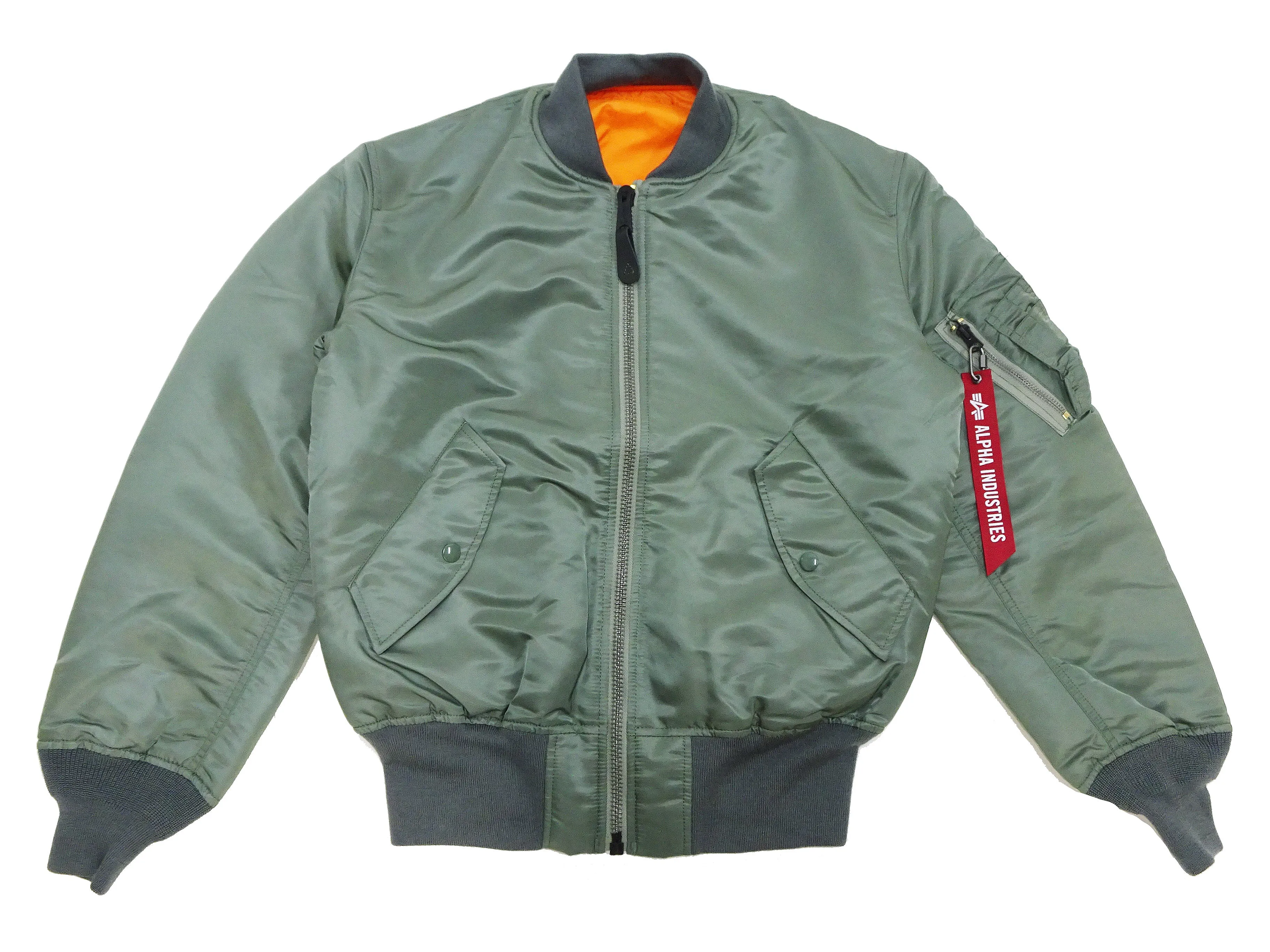 Alpha Industries MA-1 Flight Jacket Men's Reproduction of MA1 E-Type MIL-J-8279E Plain Bomber Jacket TA0492 TA0492-021 Sage-Green