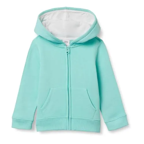 Amazon Essentials Girls' Fleece Zip-Up Hoodie Sweatshirt, White Ditsy Floral, Small