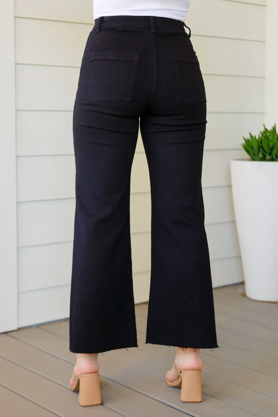 August High Rise Wide Leg Crop Jeans in Black