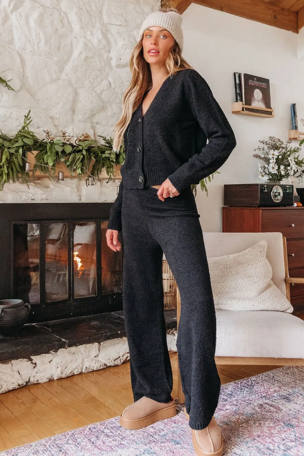 Black Sherpa Lounge Set