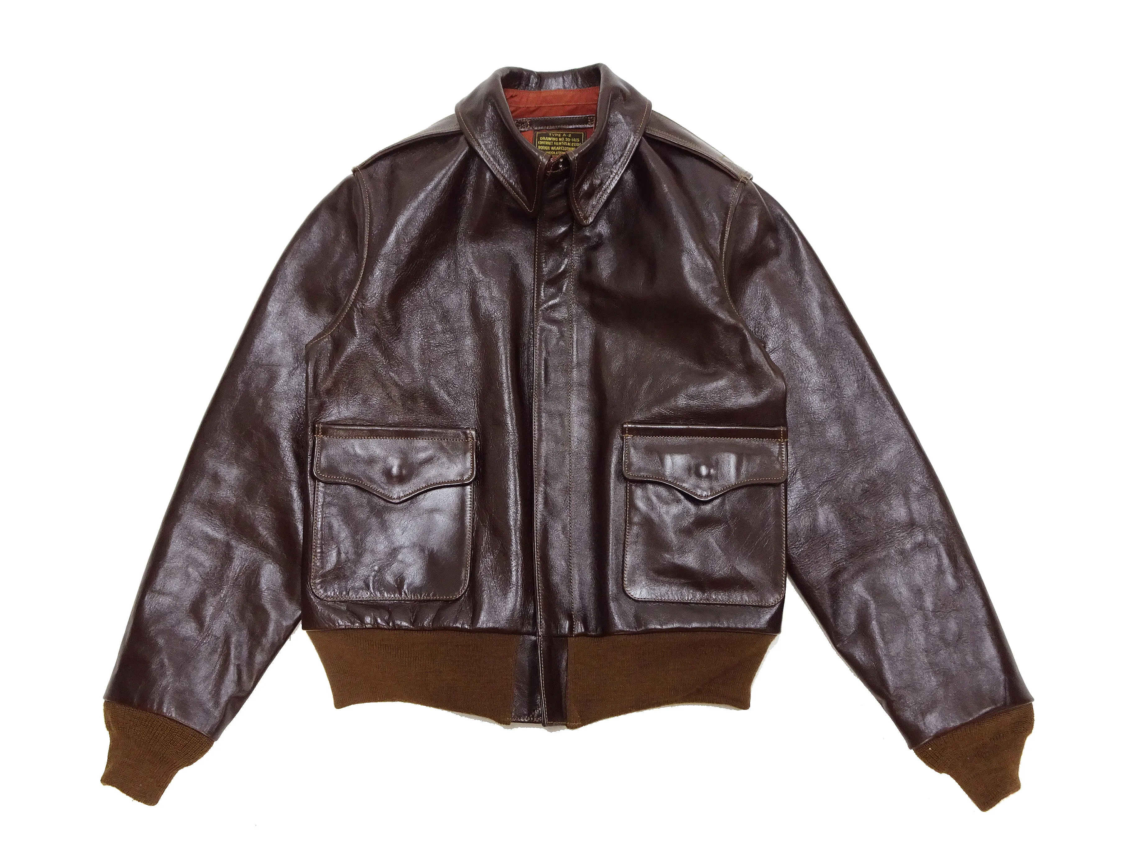 Buzz Rickson Jacket Men's A-2 Flight Jacket Plain A2 Aniline Leather Bomber Jacket BR80593 Seal Brown