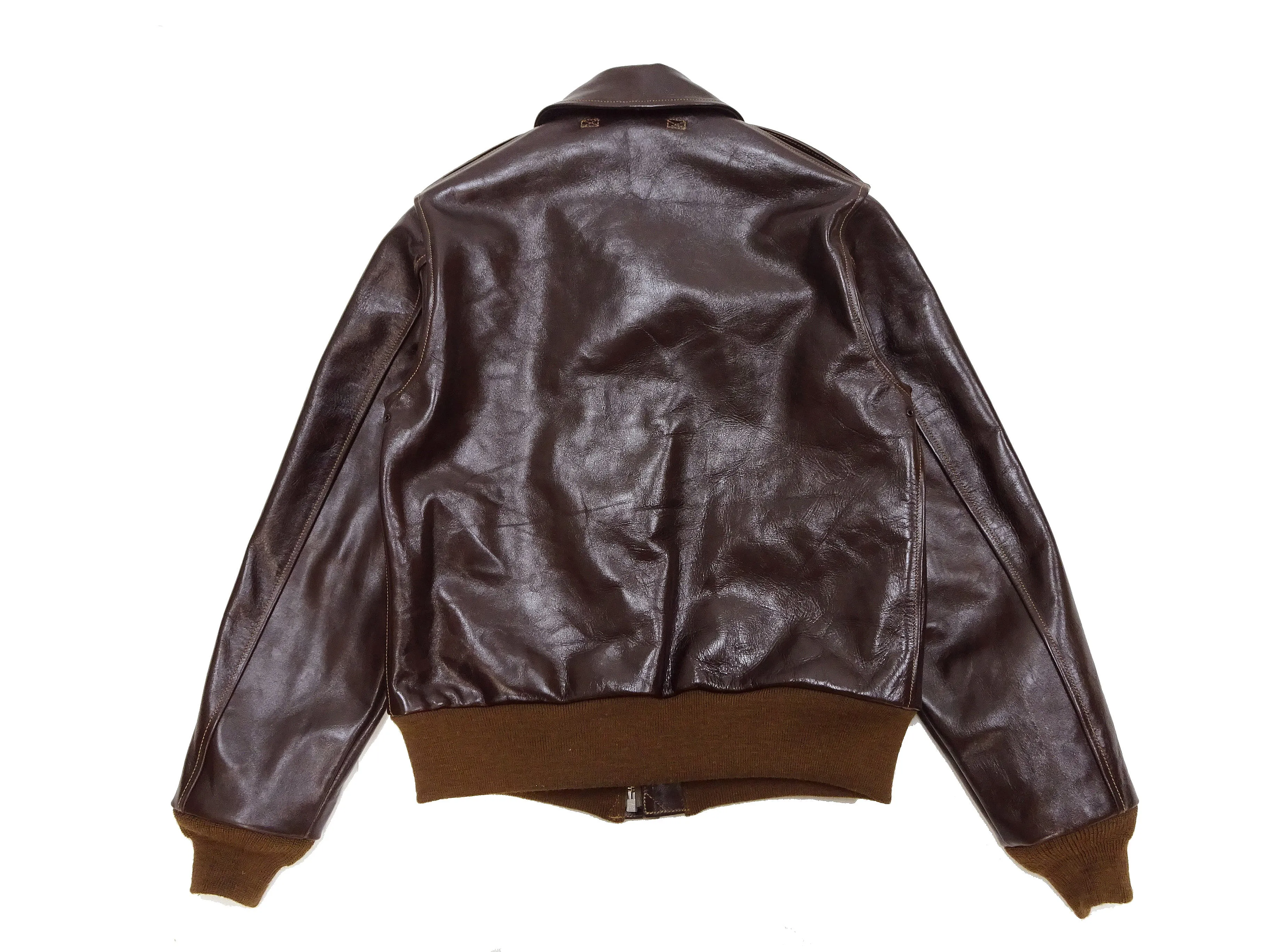 Buzz Rickson Jacket Men's A-2 Flight Jacket Plain A2 Aniline Leather Bomber Jacket BR80593 Seal Brown