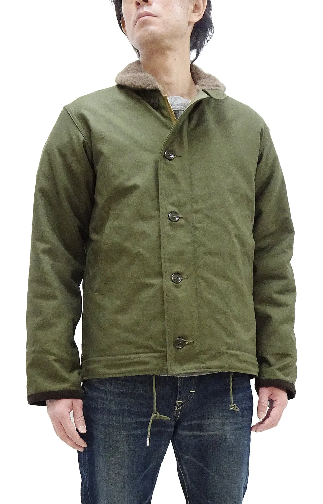 Buzz Rickson N-1 Deck Jacket Men's Reproduction of US Navy Back-Sateen N1 Olive BR15338