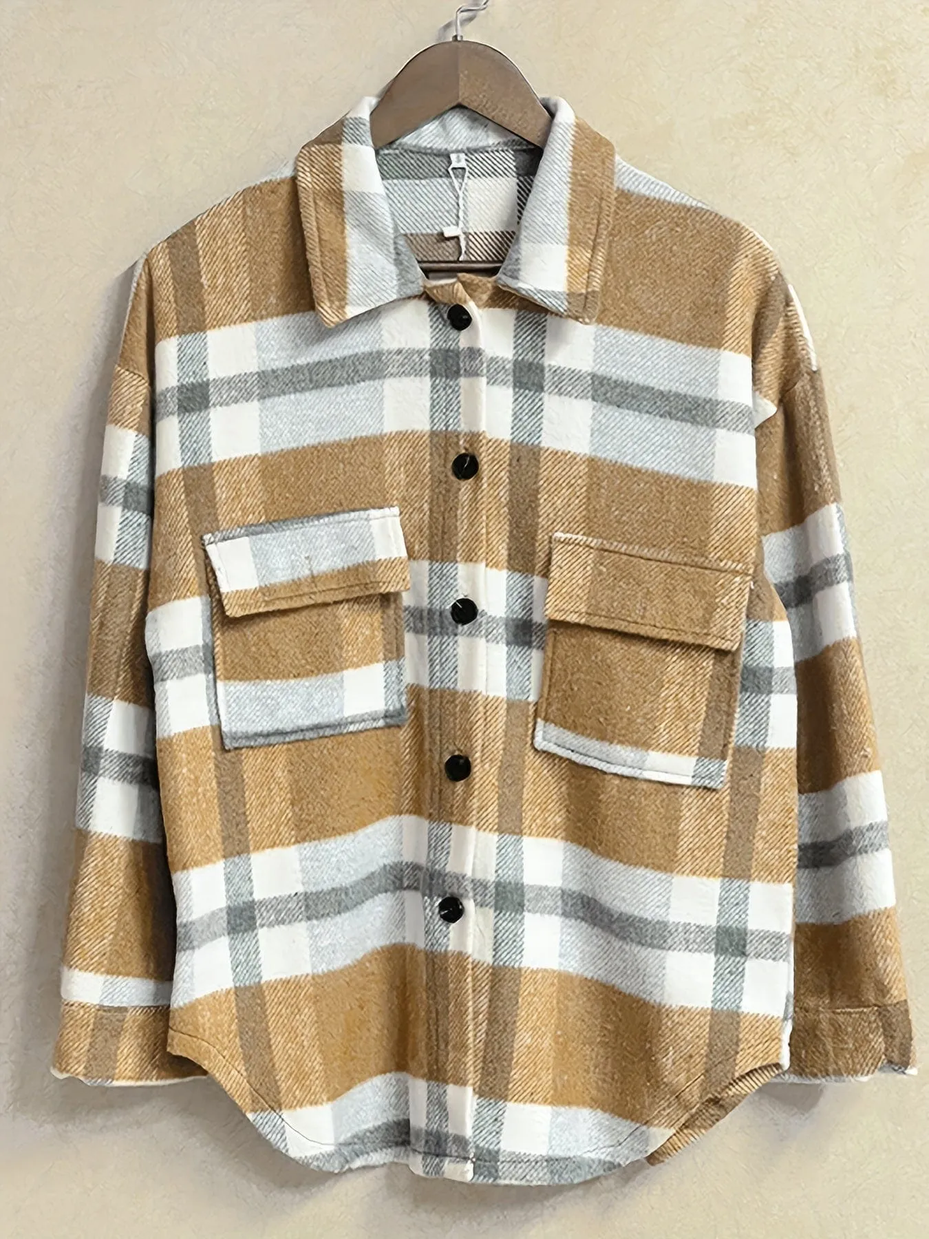 Camel and Gray Plaid Shacket