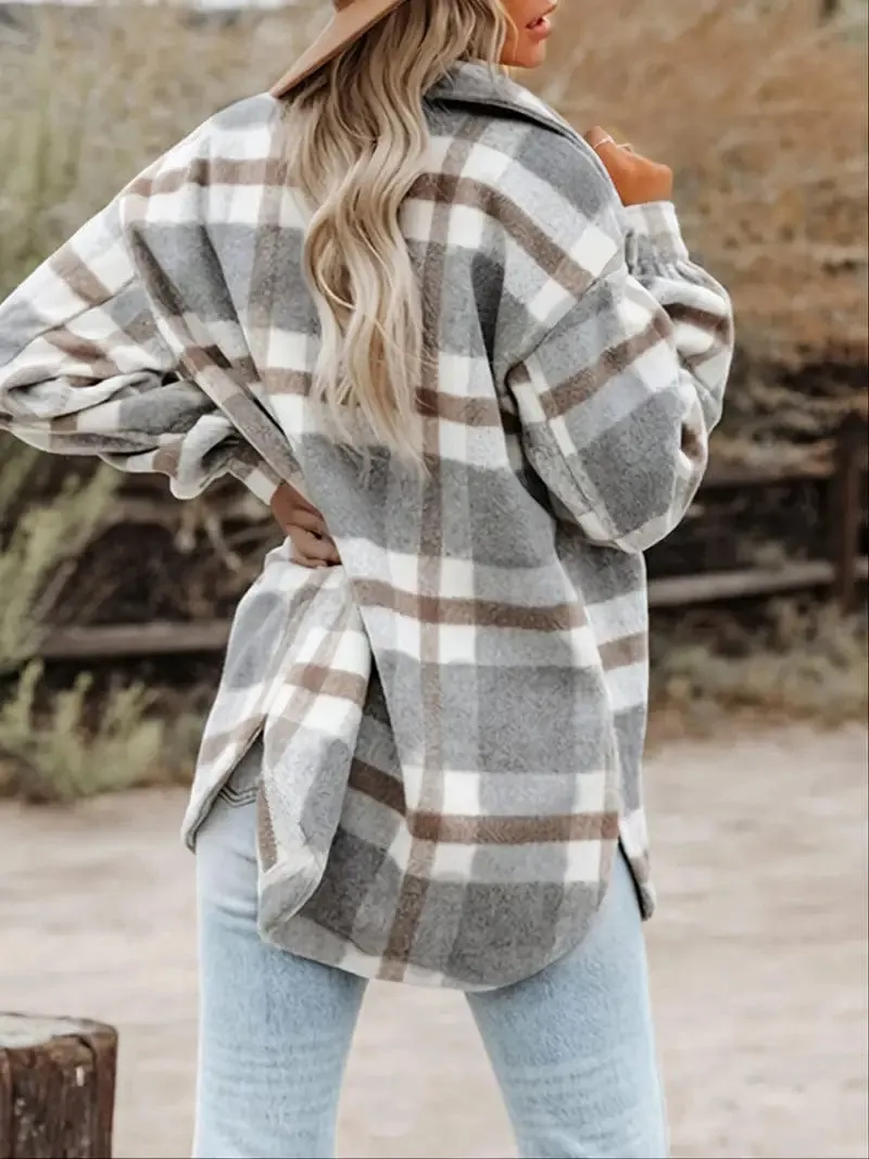 Camel and Gray Plaid Shacket