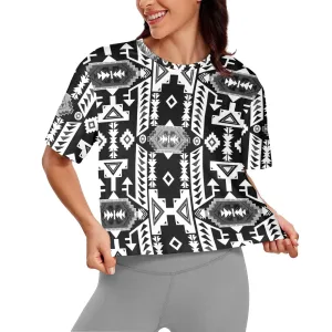 Chiefs Mountain Black and White Women's Cropped T-shirt