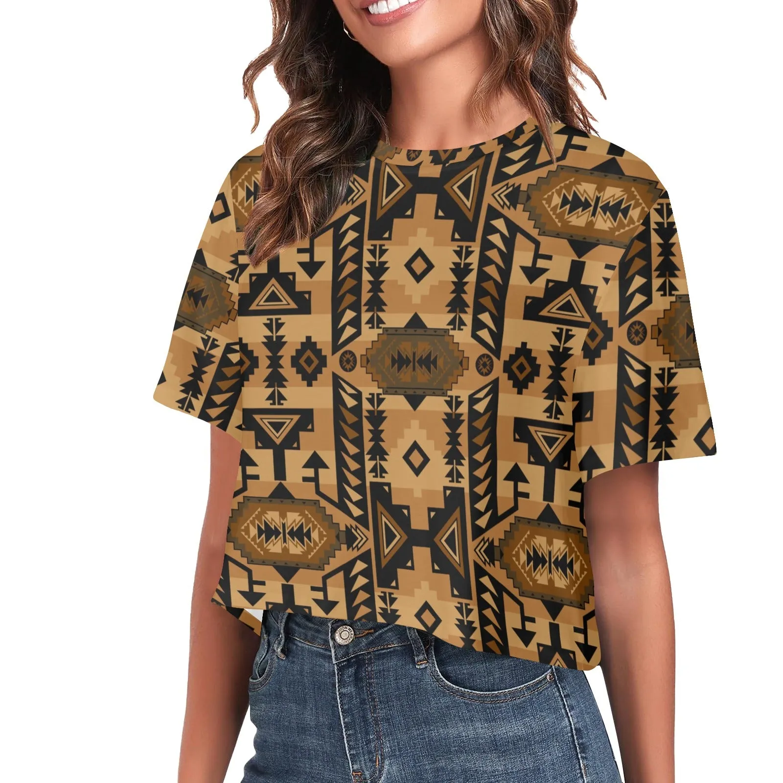 Chiefs Mountain Tan Women's Cropped T-shirt