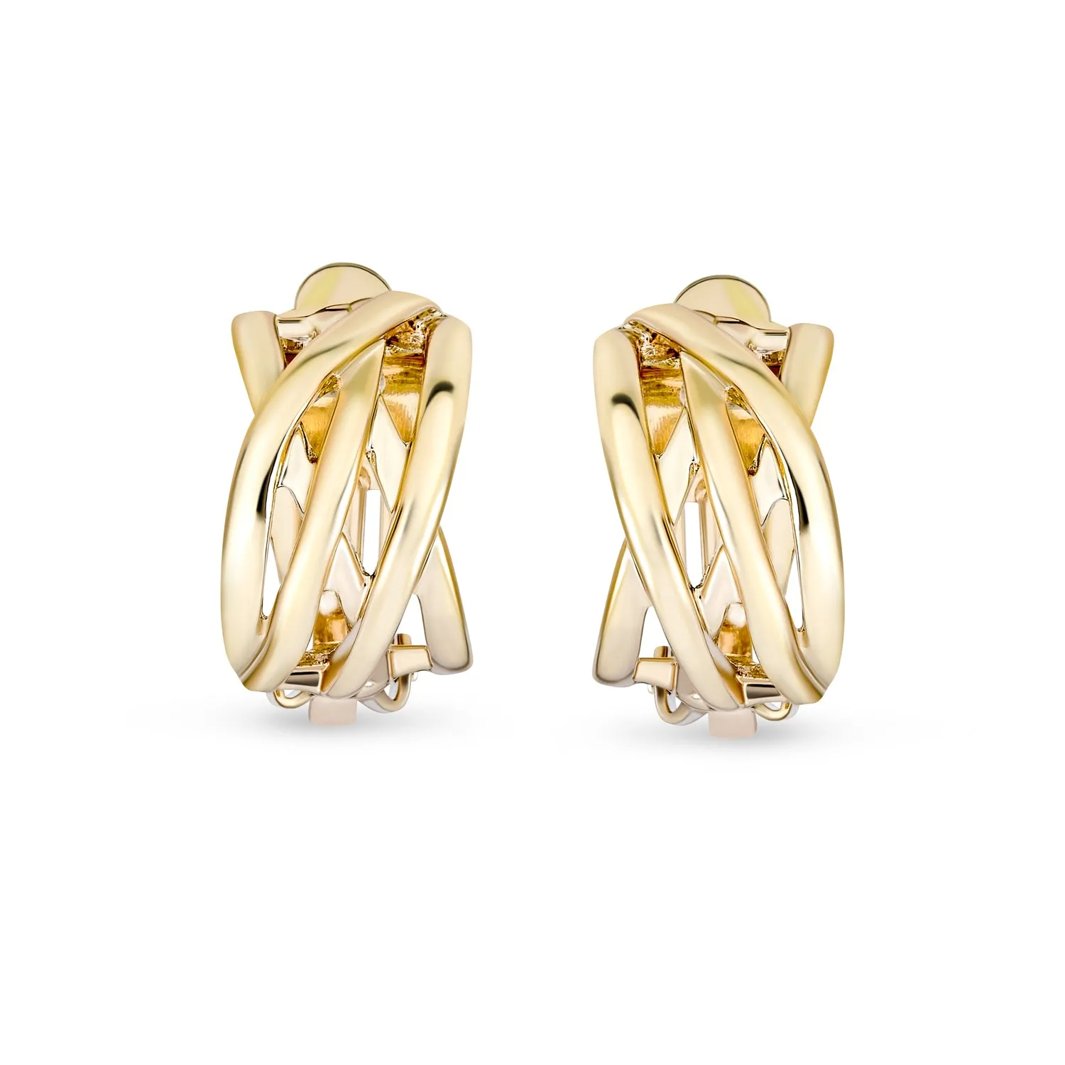 Classic Crystal Celtic Knot Clip-On Earrings Two Tone Non-Pierced 14K Gold Plated