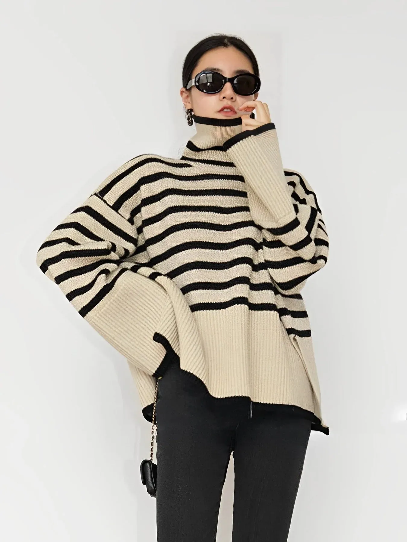 Comfortable Oversized Cotton Turtleneck Sweater for Women | Comfortable Everyday Wear