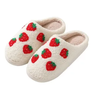 Comfortable Strawberry Themed Winter Cotton Slippers