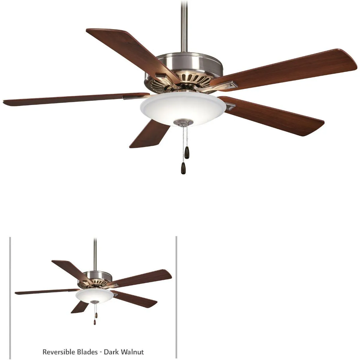 Contractor Uni-Pack LED 52" Ceiling Fan, Brushed Nickel and Dark Walnut Blades