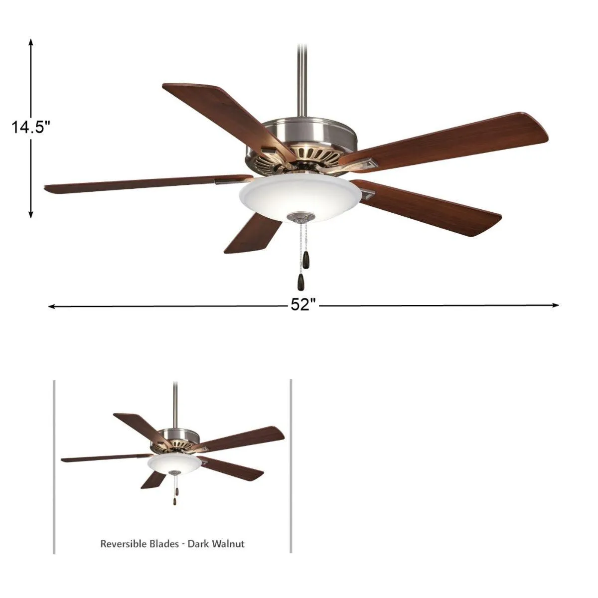 Contractor Uni-Pack LED 52" Ceiling Fan, Brushed Nickel and Dark Walnut Blades