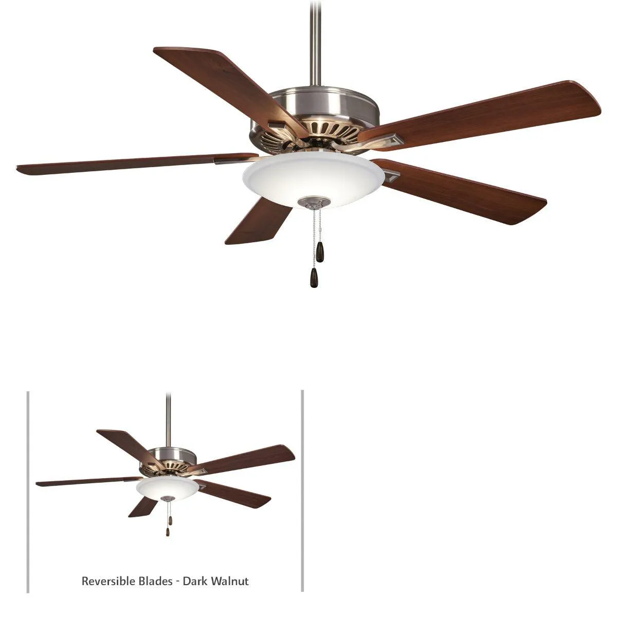 Contractor Uni-Pack LED 52" Ceiling Fan, Brushed Nickel and Dark Walnut Blades