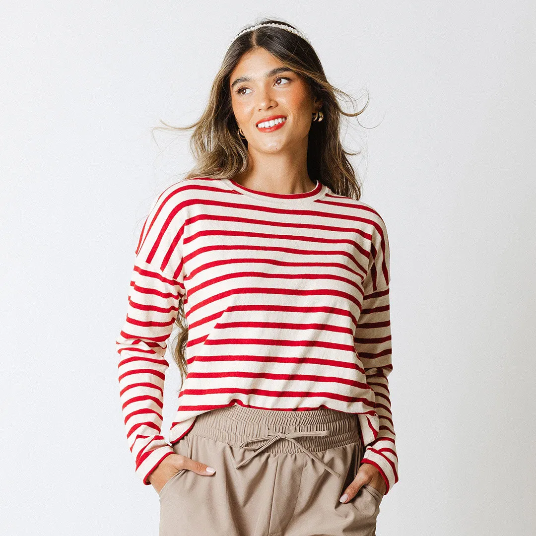 Crimson Striped Sweater