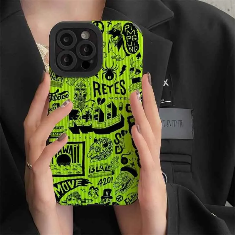 Cute Graffiti Fashion Phone Case - Soft Cover for iPhone 14, 13, 12, 11 Pro Max, XR, X, XS Max, 6, 7, 8 Plus