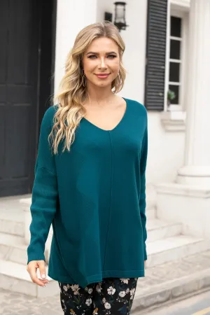 Fashion Island Zig-Zag Cashmere Feel Tunic in Teal