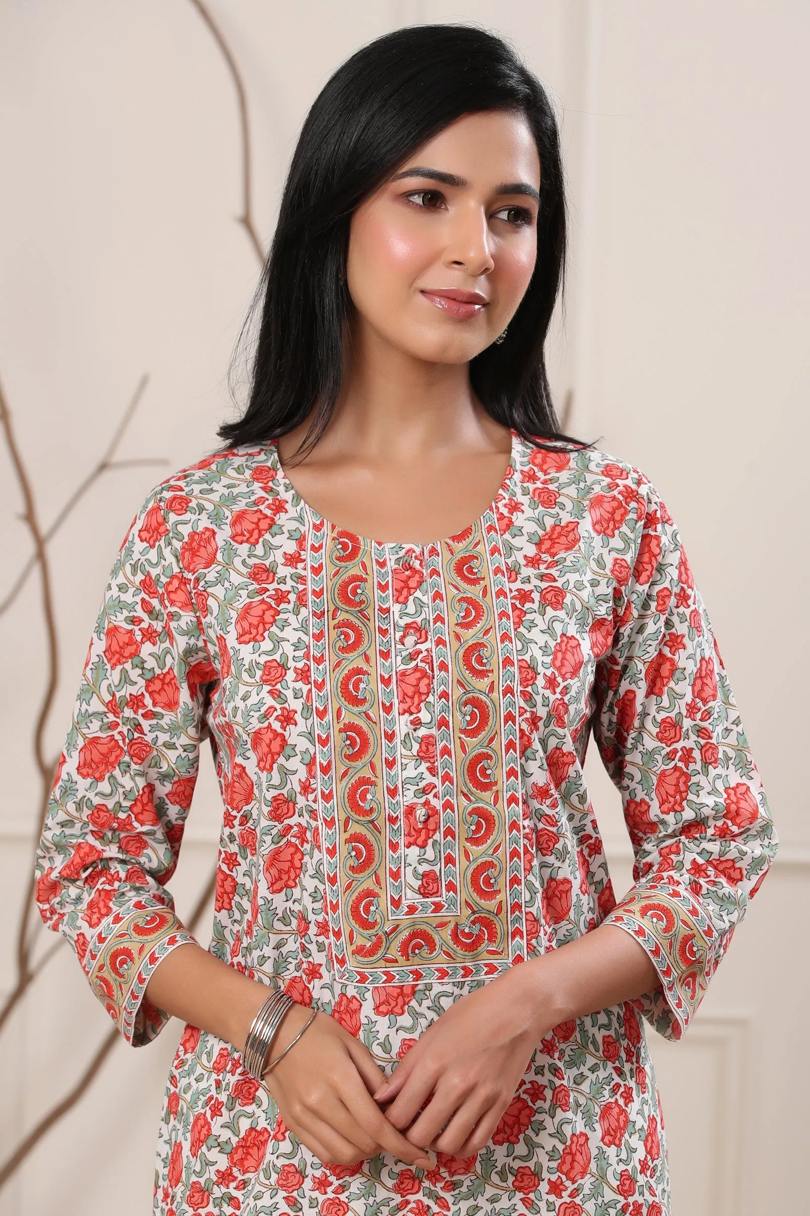 Firdous Farwa Peoney Jhaal Straight Kurta