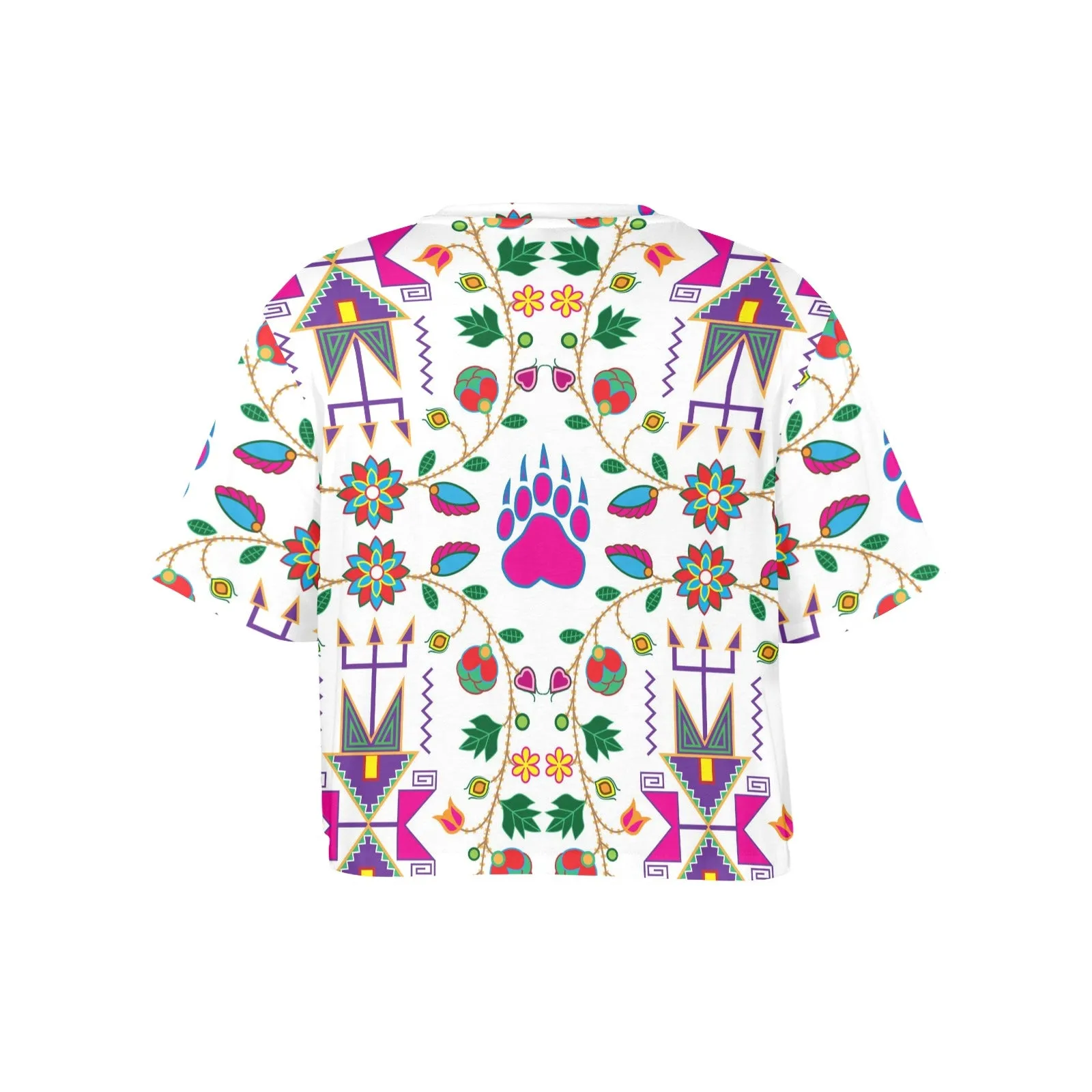 Geometric Floral Fall White Women's Cropped T-shirt