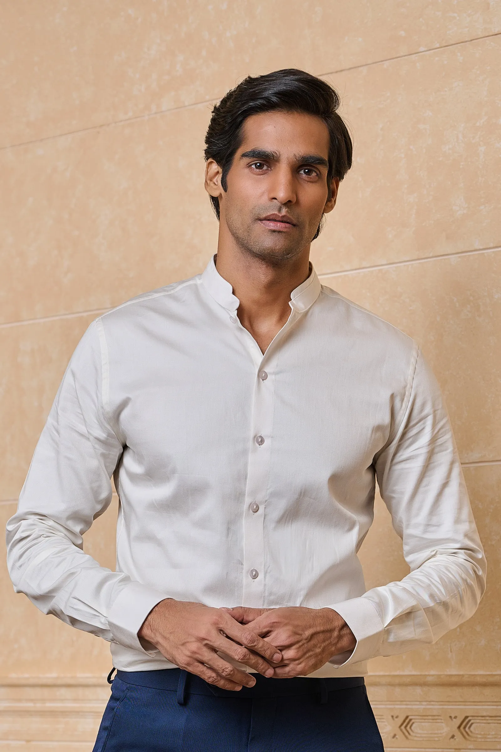 Ivory Solid Casual Shirt