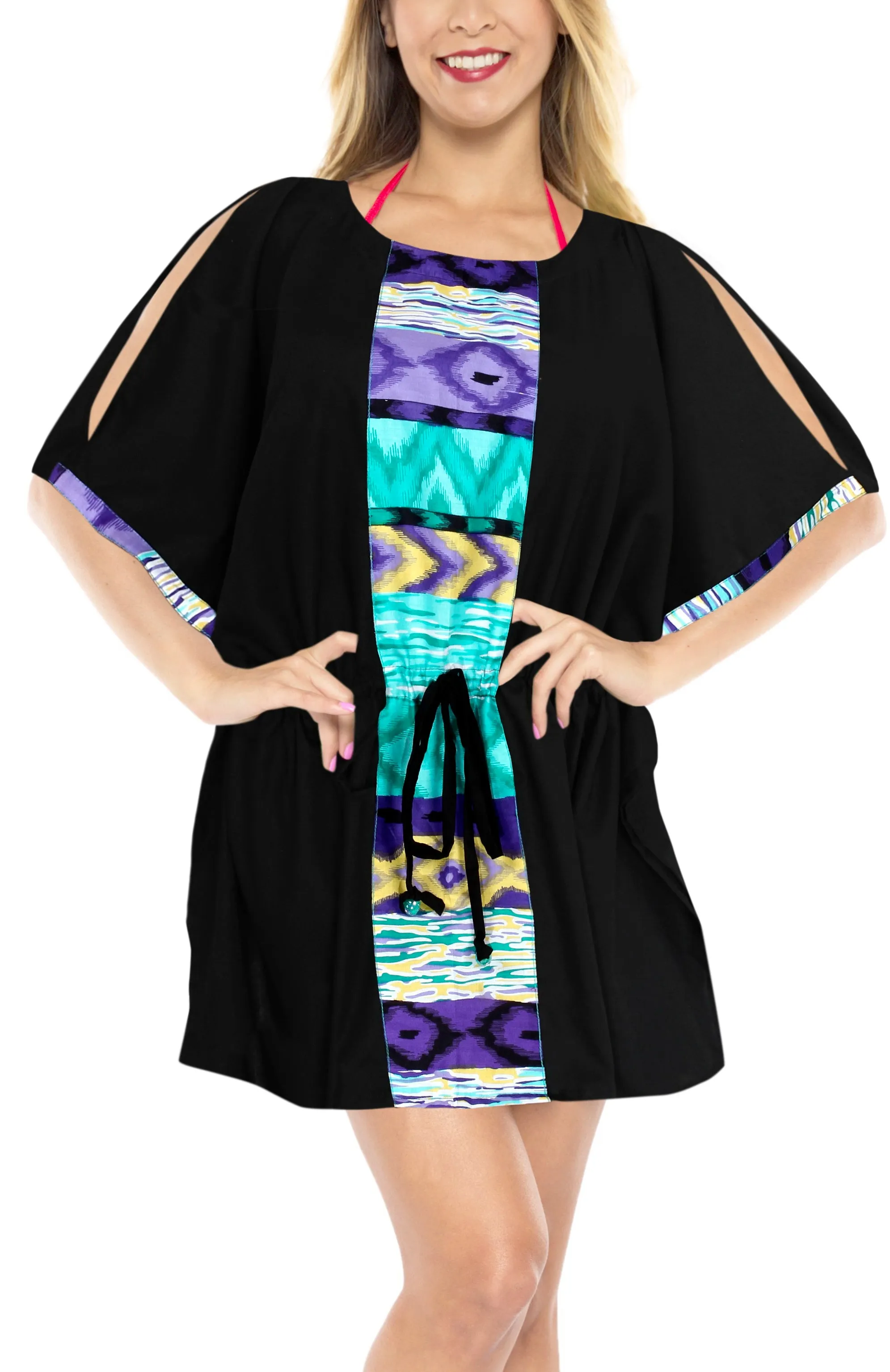 LA LEELA Kimono Beach Women's  Swimwear Swimsuit Bikini Cover up Blouse 21_PV_Bl