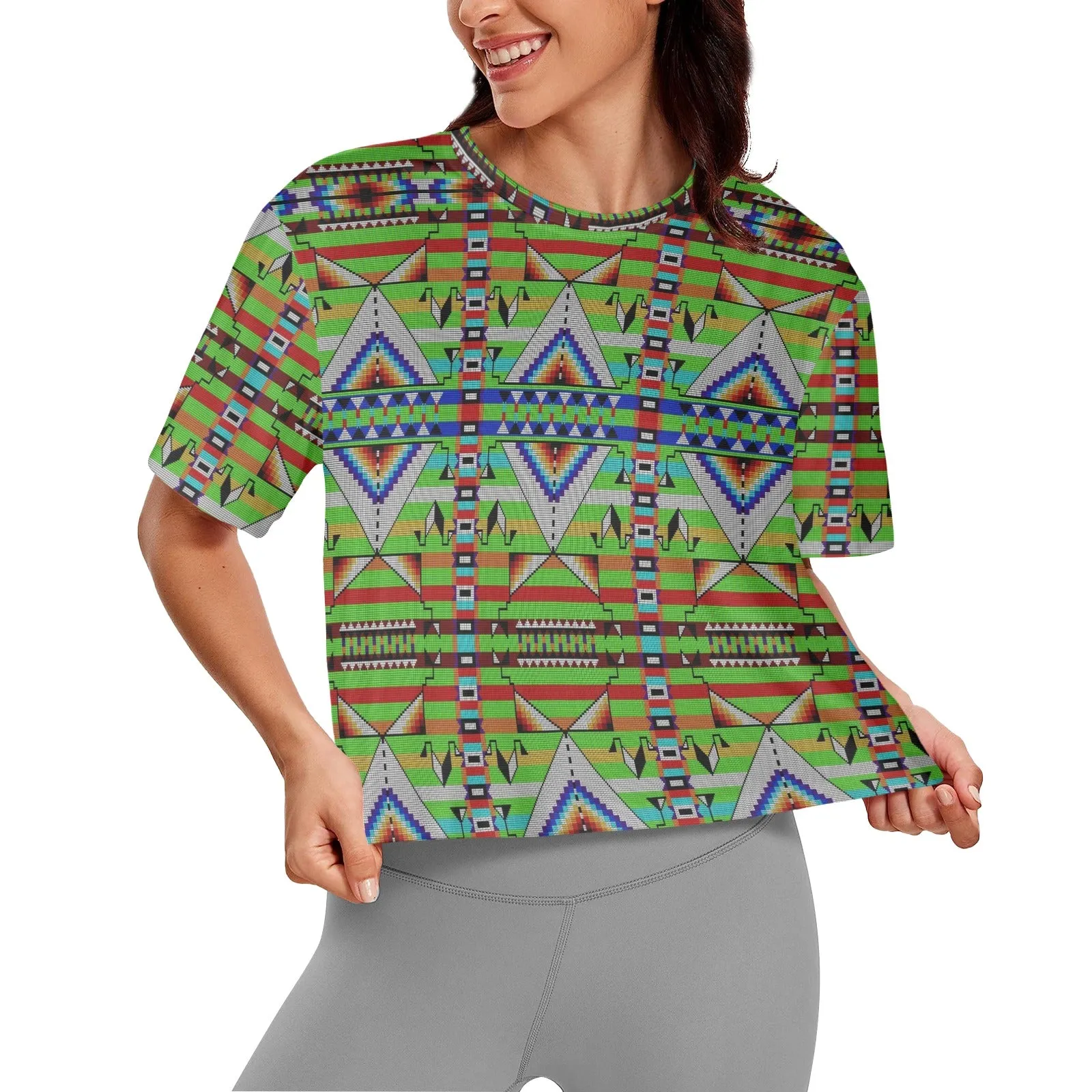 Medicine Blessing Lime Green Women's Cropped T-shirt