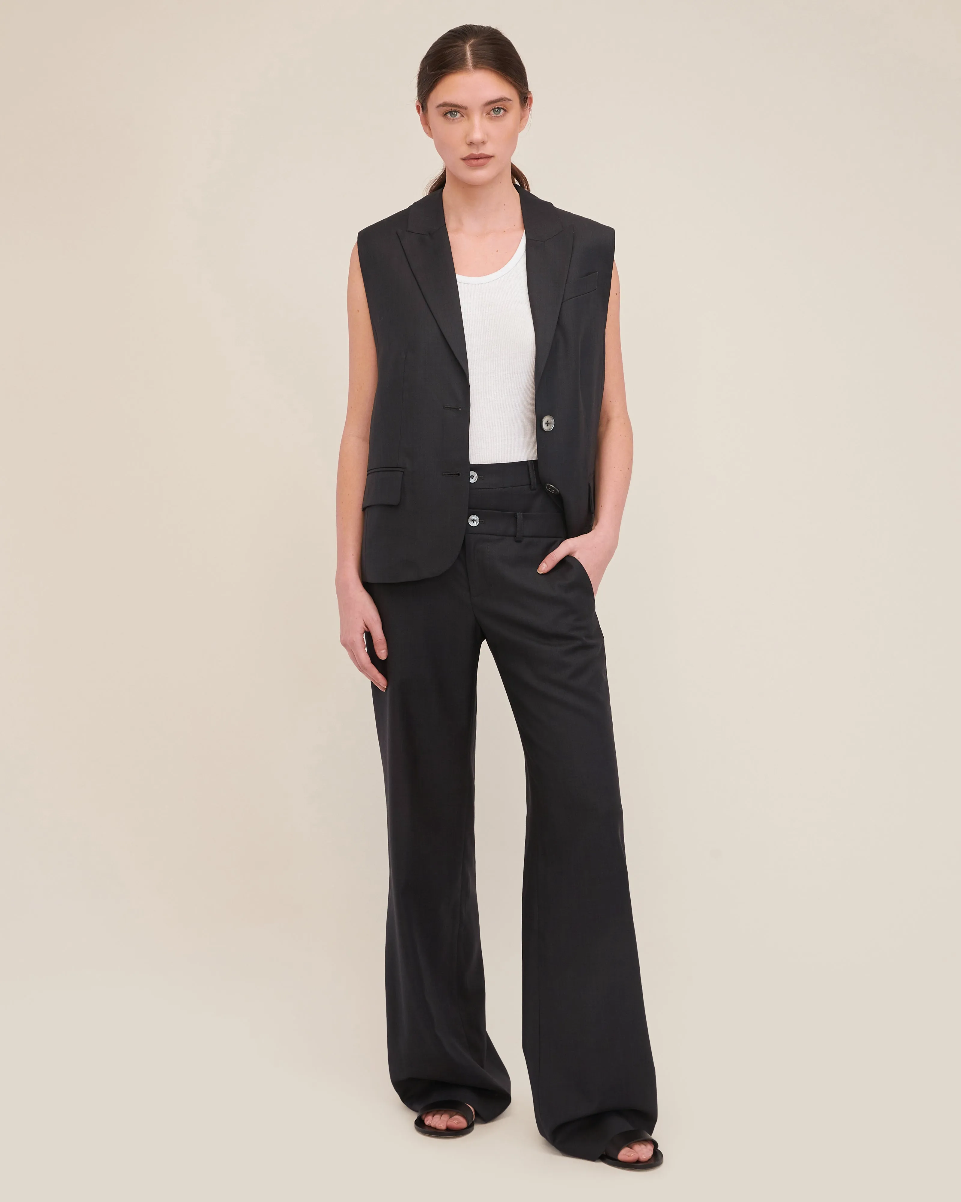 Obie Asymmetrical Double Waist Trouser