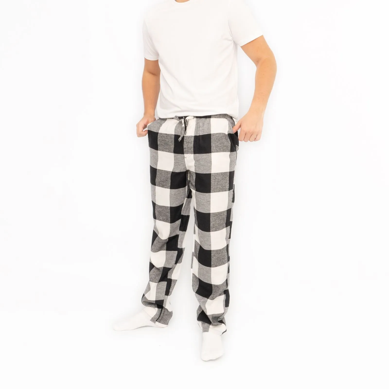 Old Navy Mens Plaid Tartan PJ Black Buffalo Style Bottoms