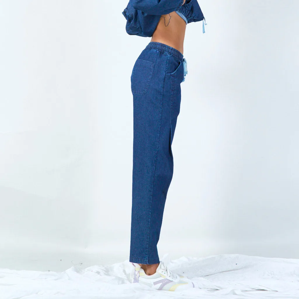 Relaxed fit denim jogger pants wholesale