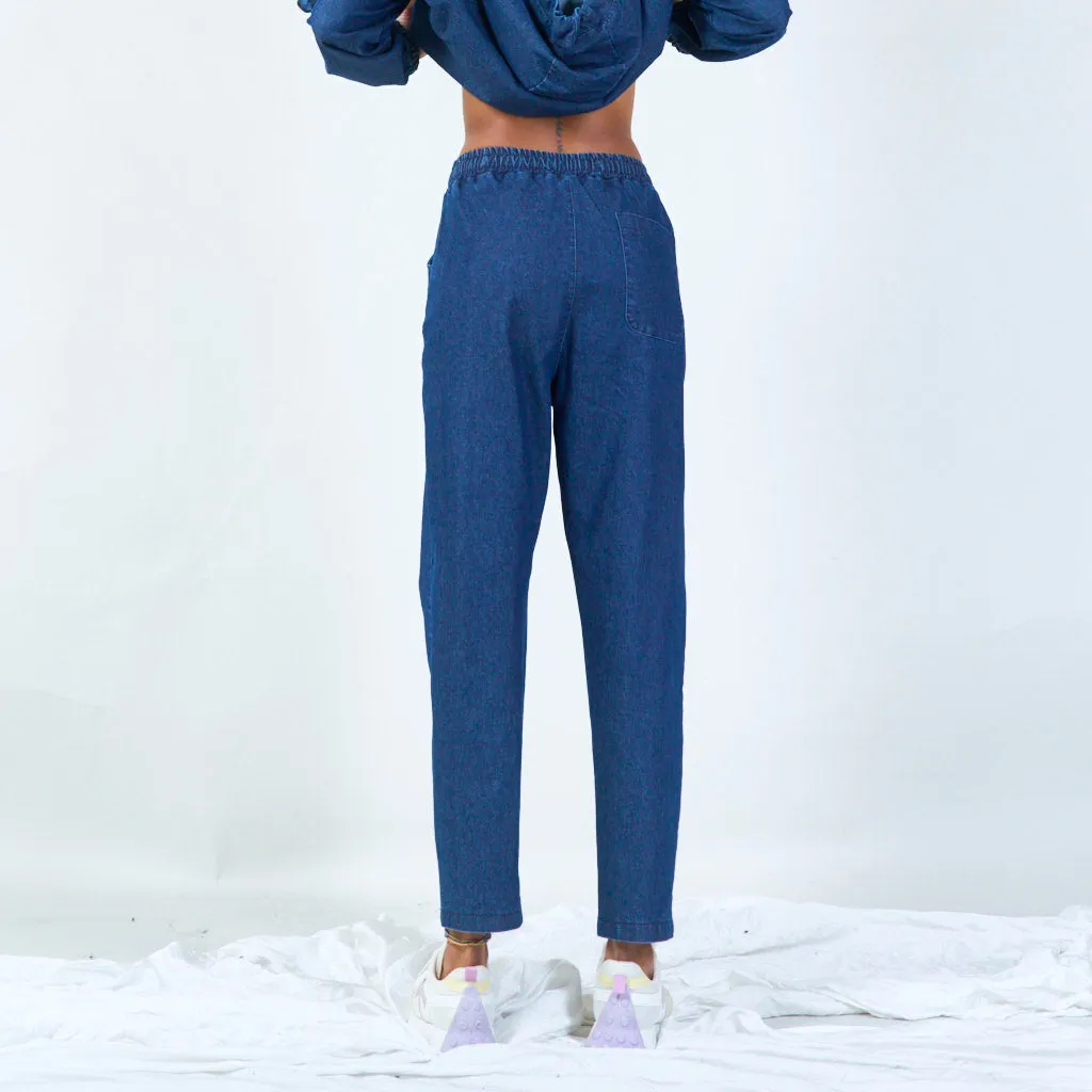 Relaxed fit denim jogger pants wholesale