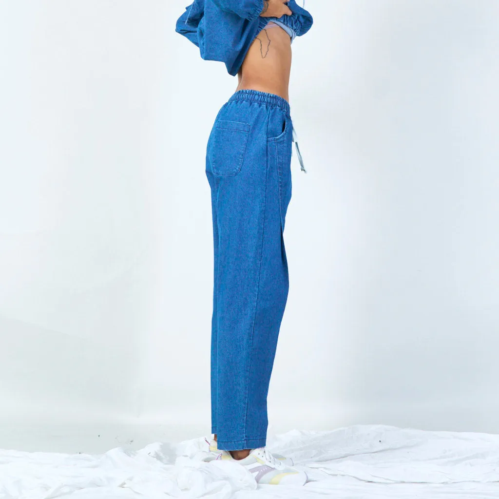 Relaxed fit denim jogger pants wholesale