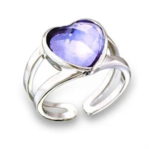 Ring AAA GRD CZ Light Amethyst 411811 for Women Style Rhodium