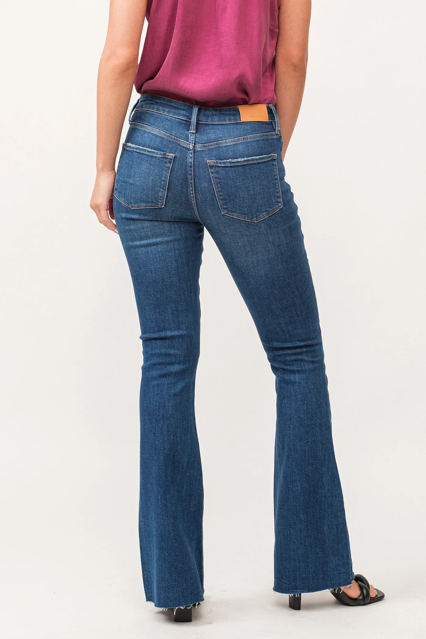 ROSA MID RISE RAW CUT HEM FLARE JEANS BOREALIS