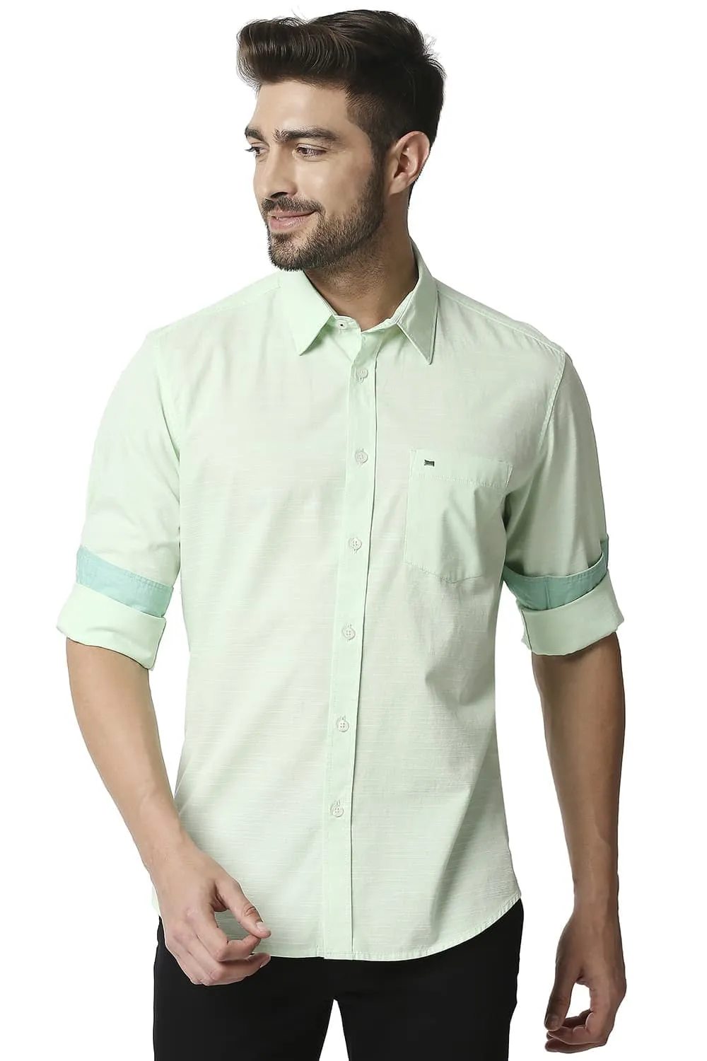 Slim Fit Cotton Slub Shirt