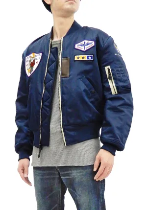 Tedman MA-1 Flight Jacket Men's Custom MA1 Bomber with Patch Embroidery TMA-580 Dark-Blue