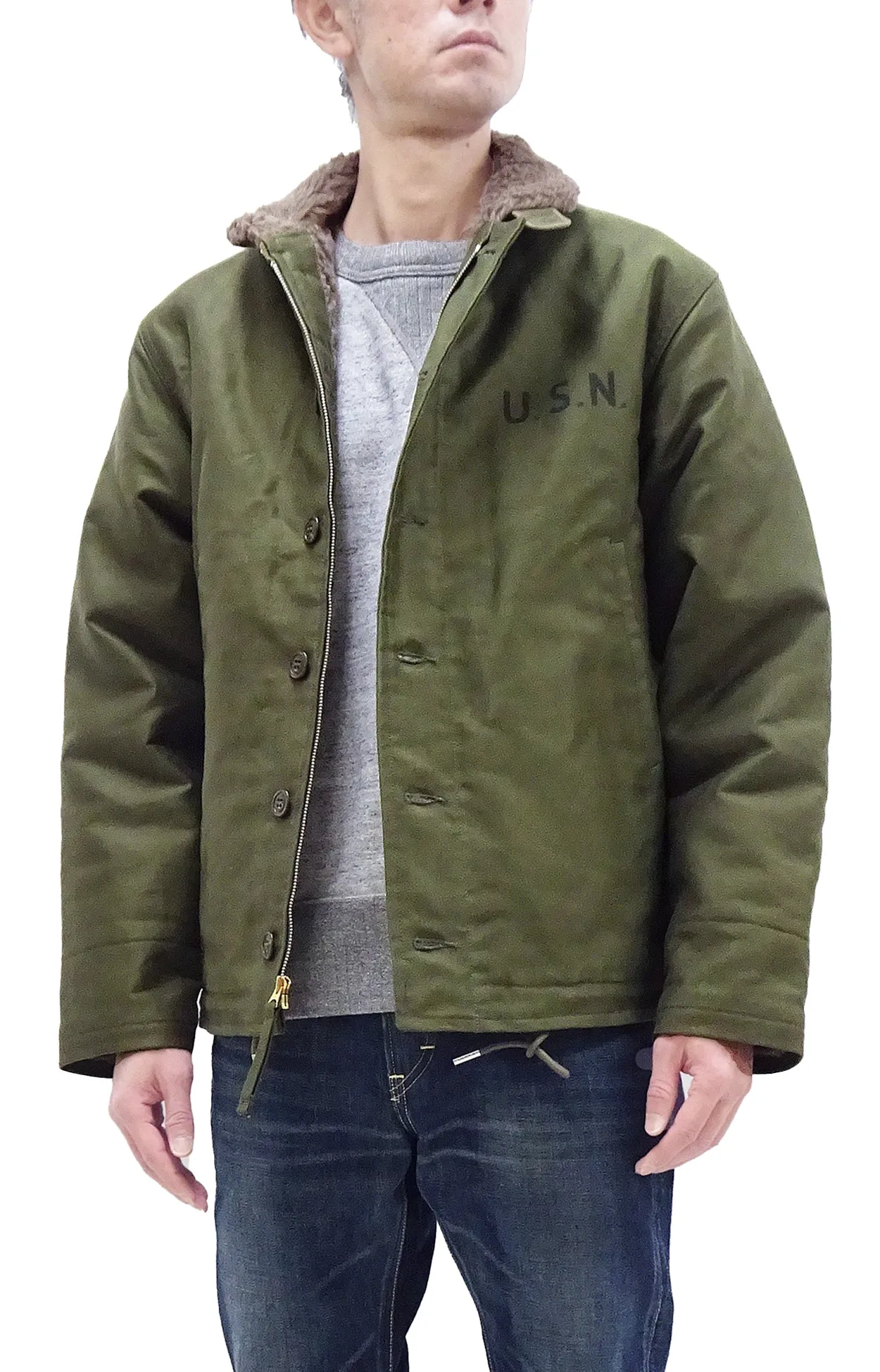 TOYS McCOY Jacket Men's Reproduction of US Navy N-1 Deck Jacket N1 Olive TMJ2335