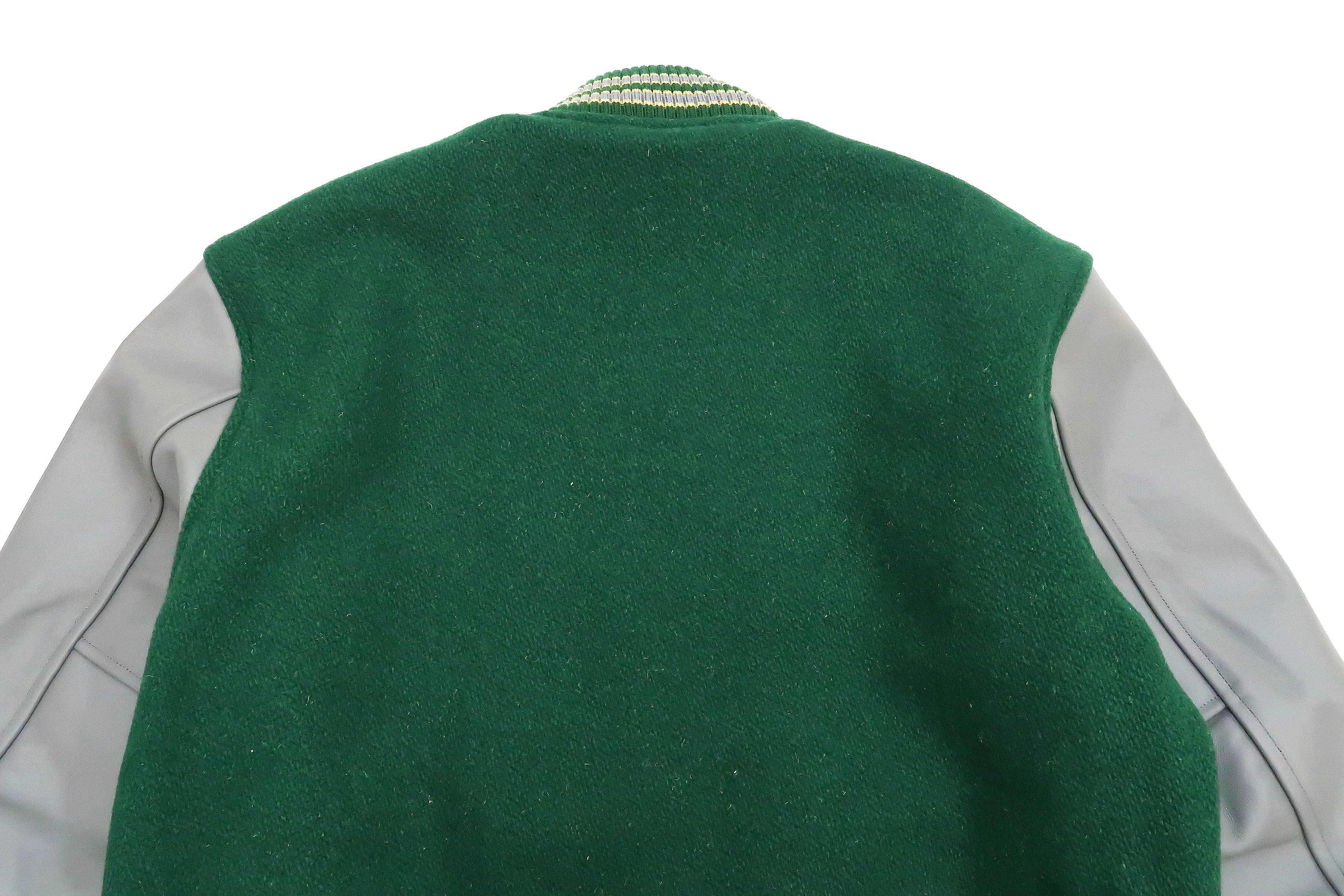 Whitesville Varsity Jacket Men's Plain Letterman Jacket Melton x Leather Solid Award Jacket WV15168 145 Green/Gray