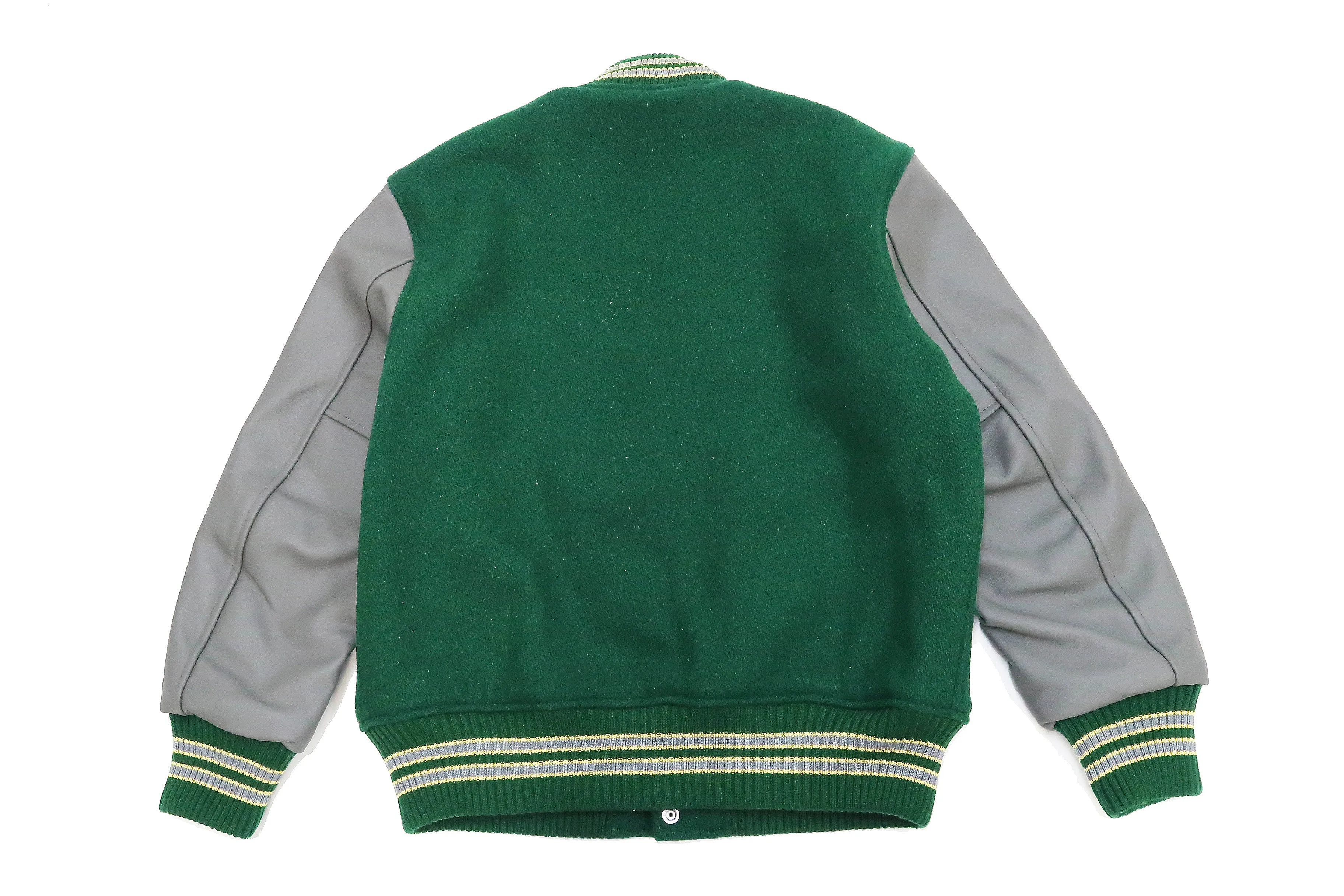 Whitesville Varsity Jacket Men's Plain Letterman Jacket Melton x Leather Solid Award Jacket WV15168 145 Green/Gray