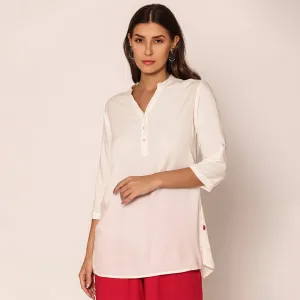 Women's Solid Short Kurti-Off White